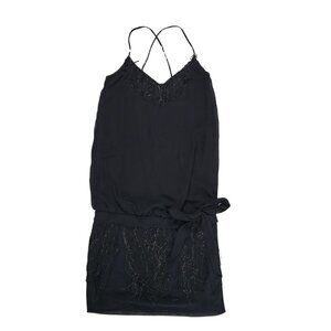 TD4 Flapper Style 70s Style Black Dress